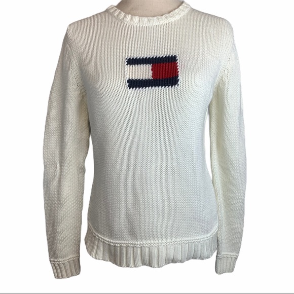 Tommy Hilfiger Sweaters - Tommy Hilfiger White Crew Neck Sweater Size M